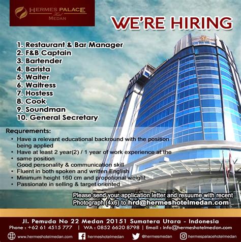 loker hermes palace hotel medan|Lowongan Kerja Di Hermes Palace Hotel Medan Juni 2022.